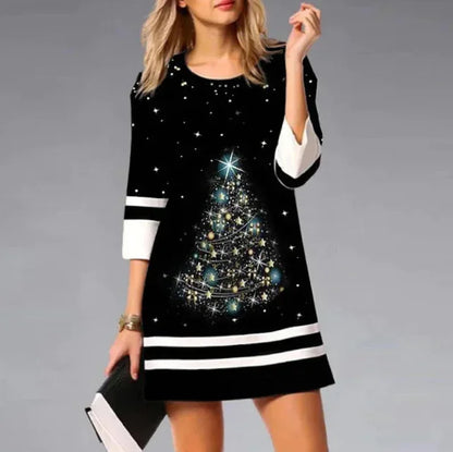 Robe de Noël Femme au Motif Renne Imprimé