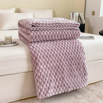 Plaid Peluche Jaune Doux et Confortable pour Lit ou Canapé