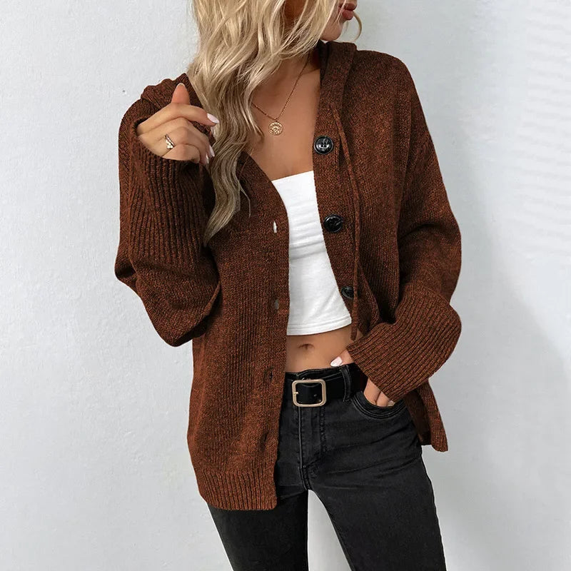Cardigan Femme à Capuche Doux et Confortable