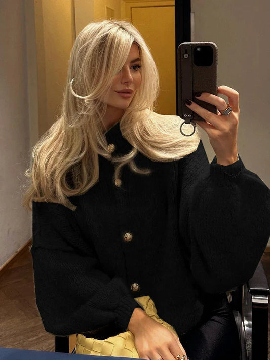 Cardigan Femme Chic avec Boutons Dorés - PanierRoyale