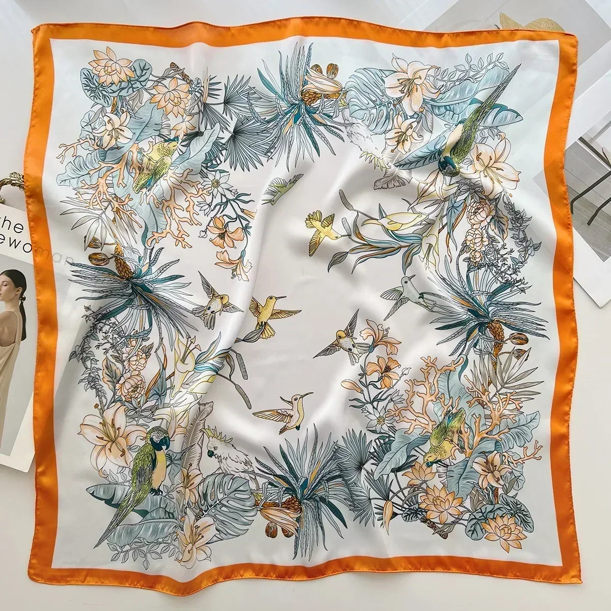 Foulard Carré Femme Satin Imprimé Multi-usage