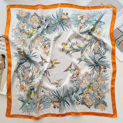 Foulard Carré Femme Satin Imprimé Multi-usage