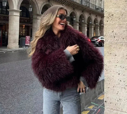 Veste Hiver Élégante Fourrure Artificielle Douce - PanierRoyale