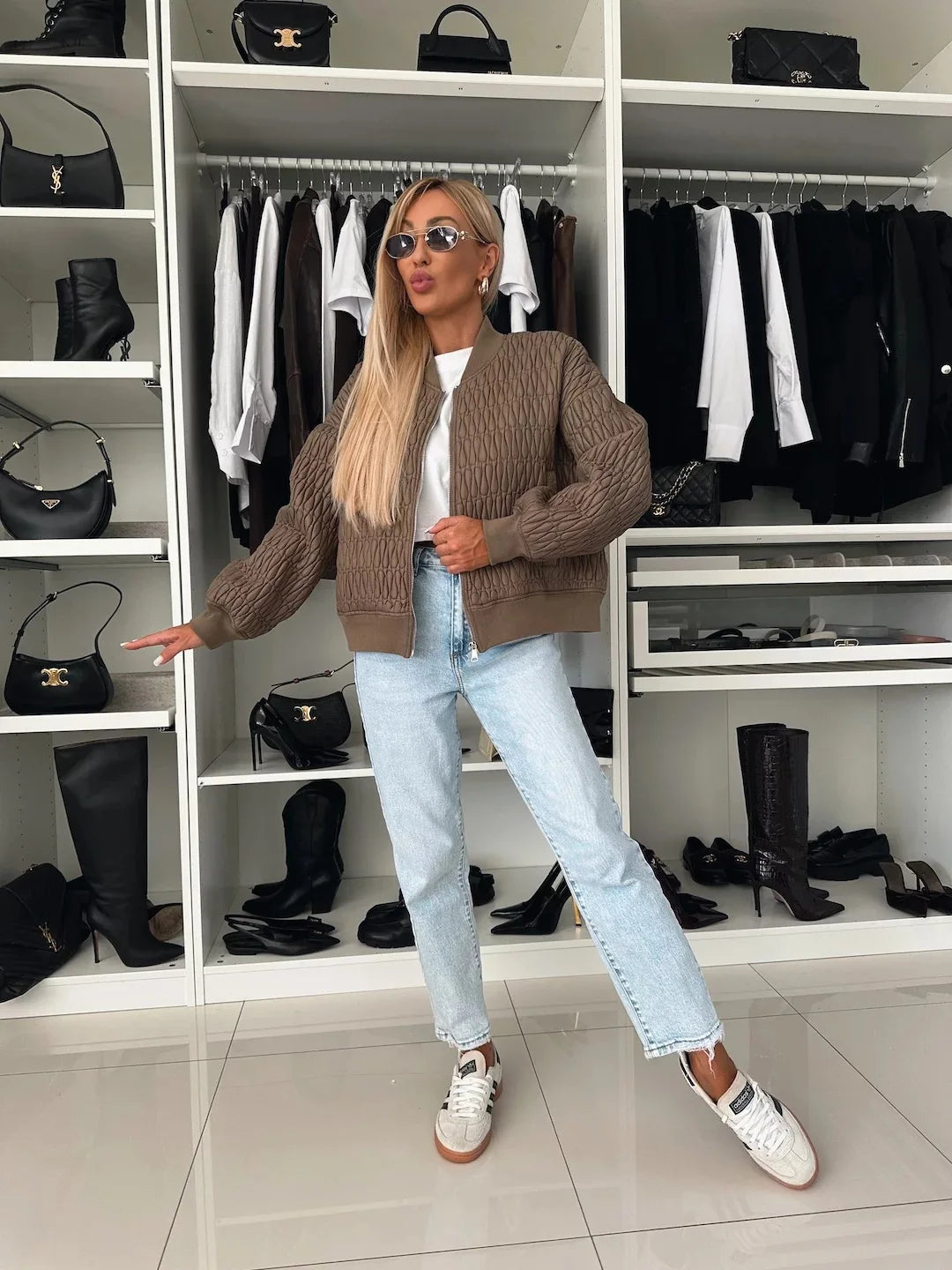 Blouson femme matelassée à fermeture éclair avant