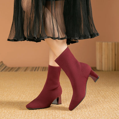 Bottines Femmes Haut Talon Hiver Chaussures Neige Grip