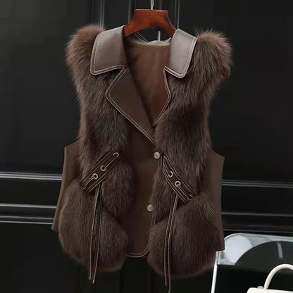 Gilet Femme Hiver Doux et Élégant sans Manches