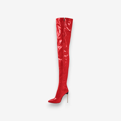 Bottes Femme Haut Talon Pointu avec Fermeture Éclair Noir - PanierRoyale