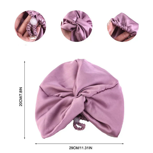 Bonnet de Nuit en Soie Douce et Élastique Lavande - PanierRoyale