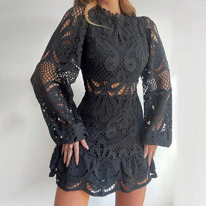 Natalia™ – Robe Femme en Dentelle Longue Élégante avec Ourlet Volant-5