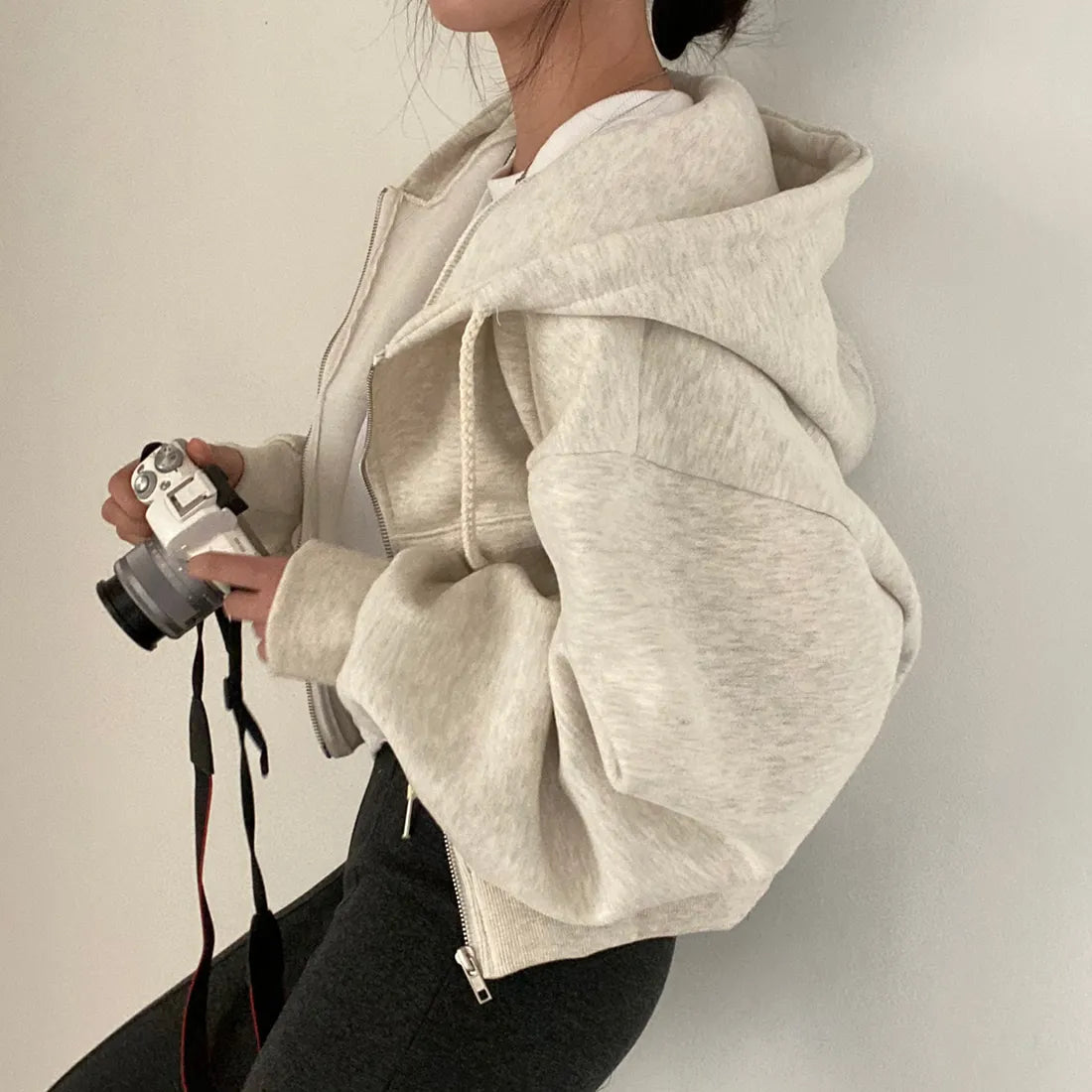 Veste à capuche oversize zippée