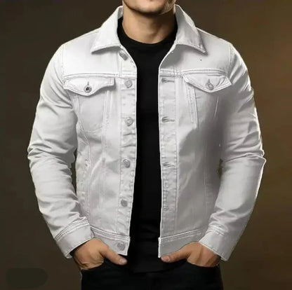Veste Denim Homme Classique avec Poches et Fermeture Éclair
