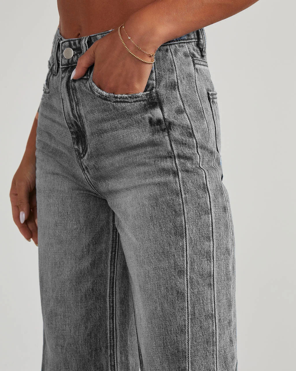Jean Femme Large Taille Grise Déchiré