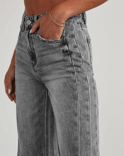 Jean Femme Large Taille Grise Déchiré