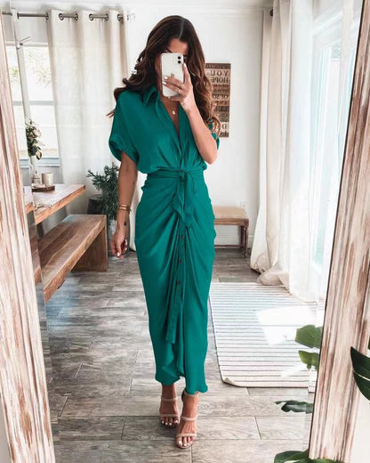 Robe de Soirée Femme Élégante - Robe Longue en Polyester Léger avec Décolleté et Dentelle