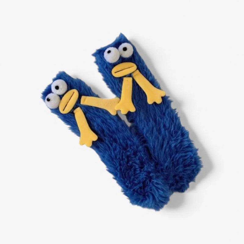 Chaussettes colorées 3D doublées peluche pour femme