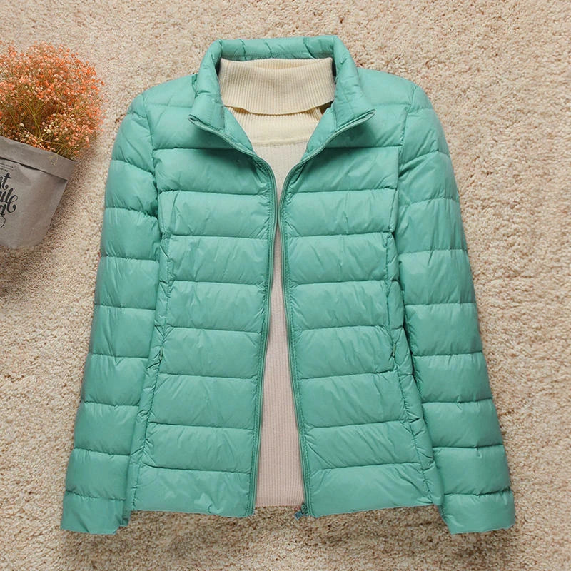 Veste Femme Légère avec Capuche - Doudoune Printemps Élégante Taille Slim