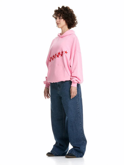 Sweat à Capuche Femme Streetwear avec Imprimé Étoiles