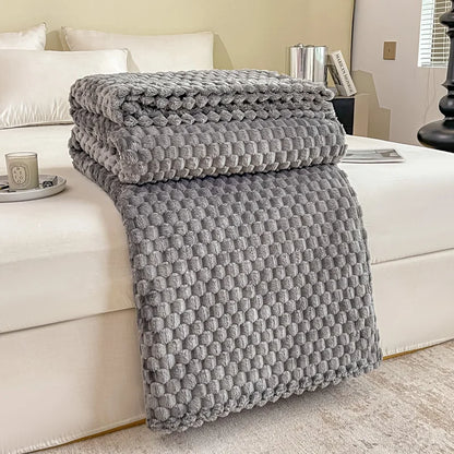 Plaid Peluche Jaune Doux et Confortable pour Lit ou Canapé