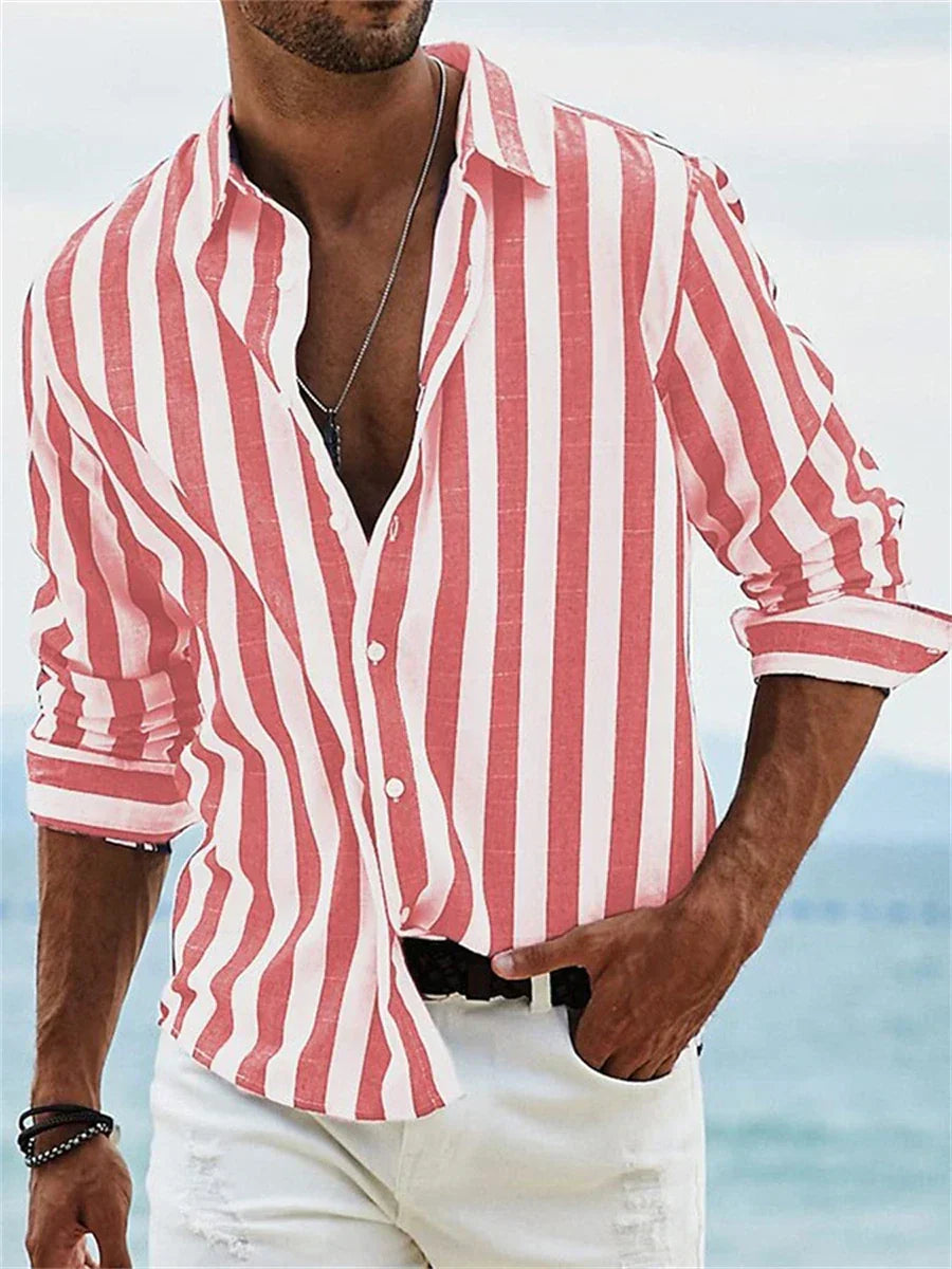 Chemise Homme Lin Biologique Bleu Clair Été