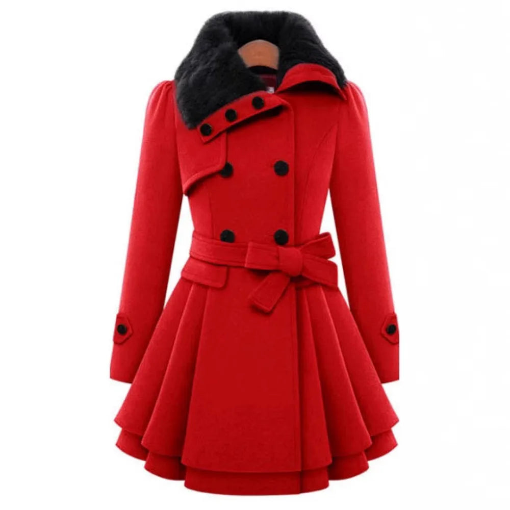 Manteau D'hiver Fourré Doux avec Ceinture et Capuchon