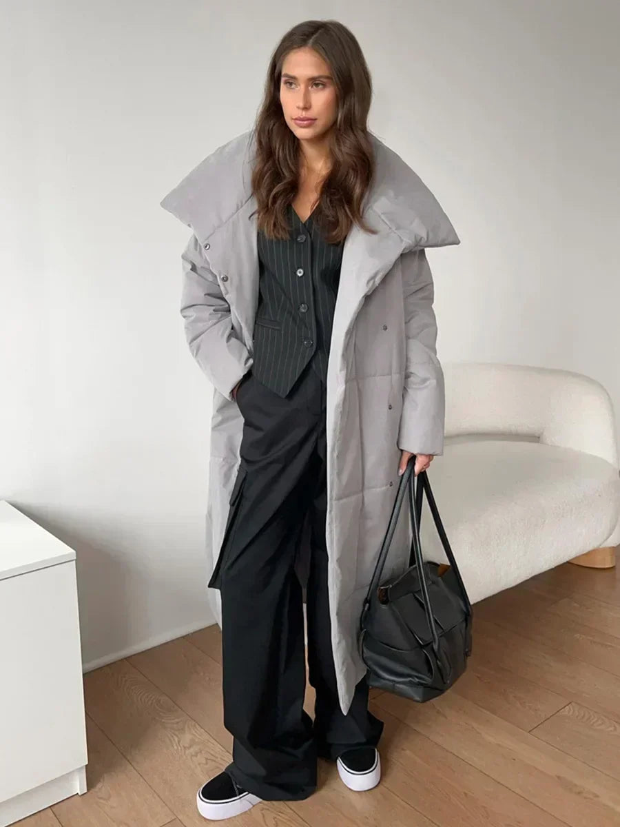 Manteau Femme Hiver Chic Doublure et Ceinture Élastique