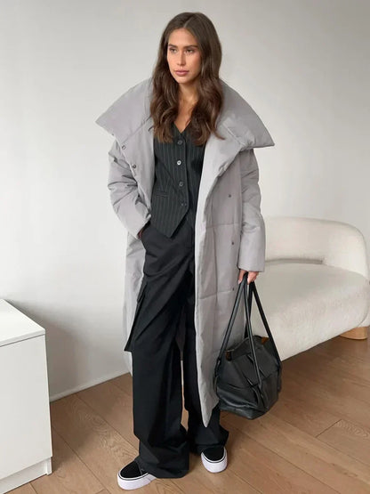 Manteau Femme Hiver Chic Doublure et Ceinture Élastique