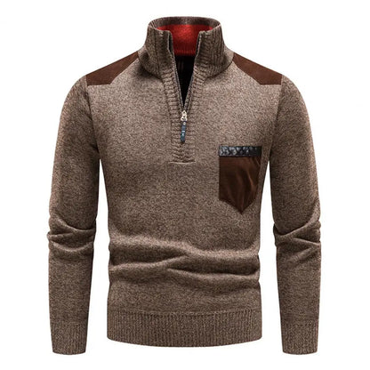 Pull Homme en Laine Mérinos Élégant avec Poches