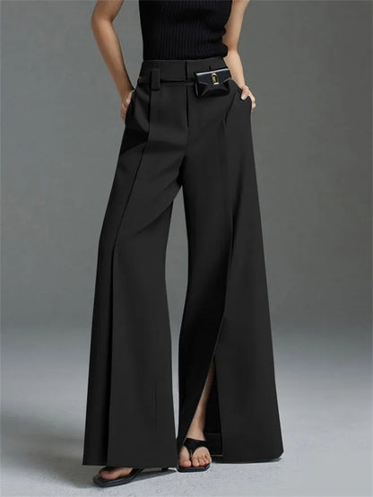 Pantalon Féminin Jambes Larges Élégant