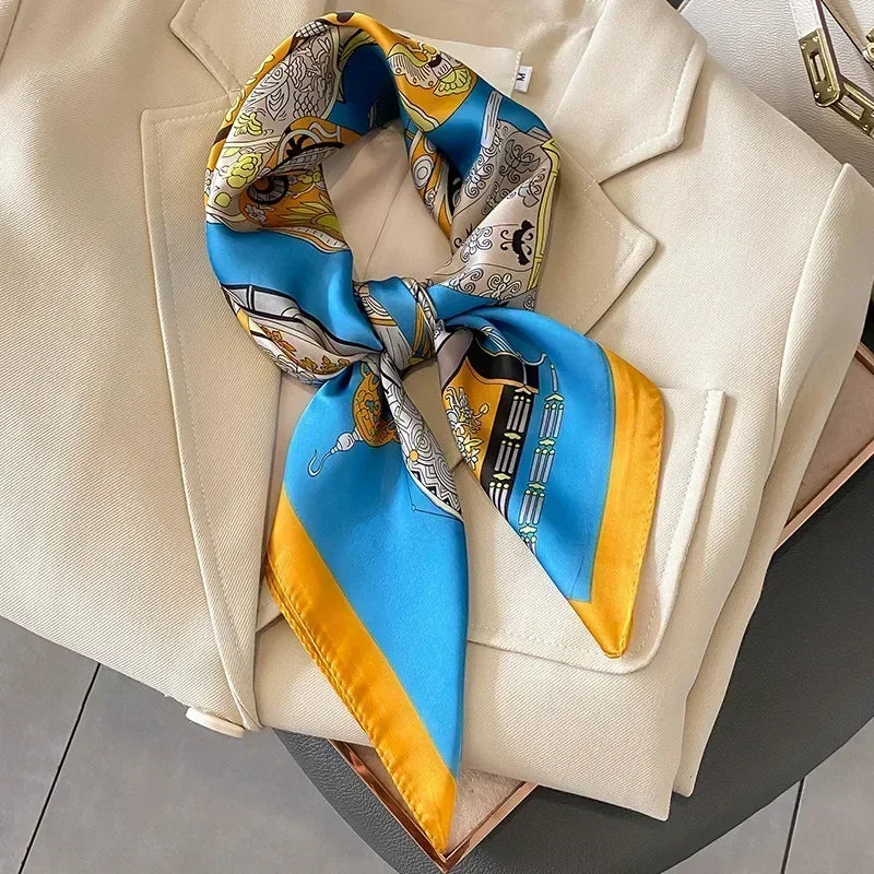 Foulard Carré Femme Satin Imprimé Multi-usage
