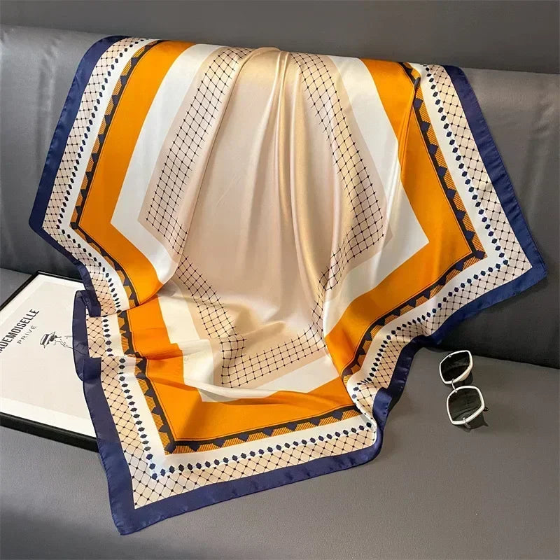 Foulard Carré Femme Satin Imprimé Multi-usage