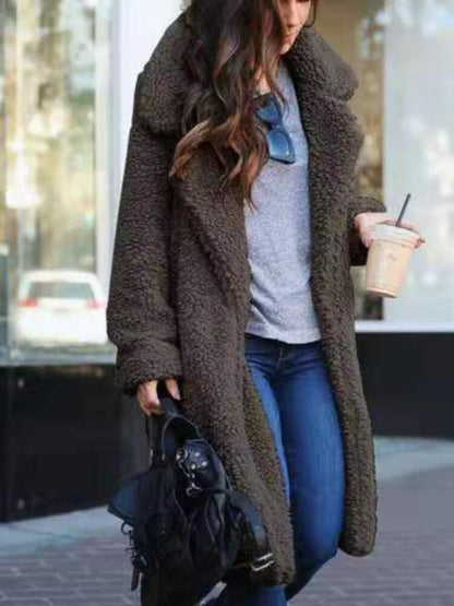 Manteau femme hiver faux cuir beige chaud et tendance