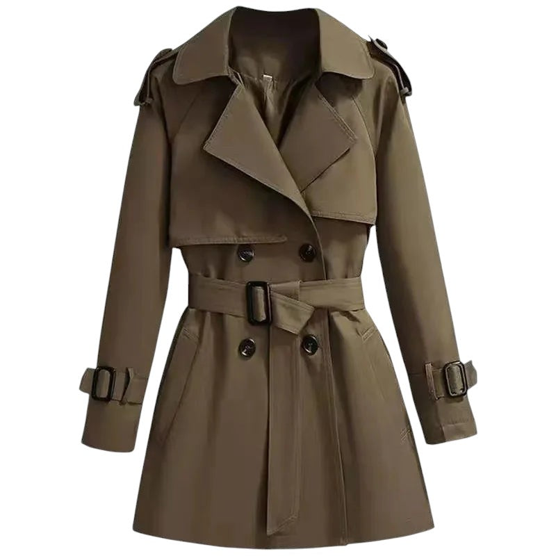 Trench Classique Femme en Coton avec Ceinture Élastique - PanierRoyale