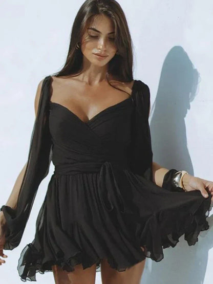 Robe Courte Femme Col Rond Élégante