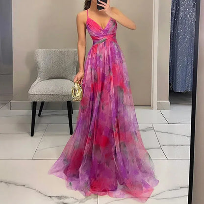 Robe de Soirée Élégante Fleurs Chic pour Femme