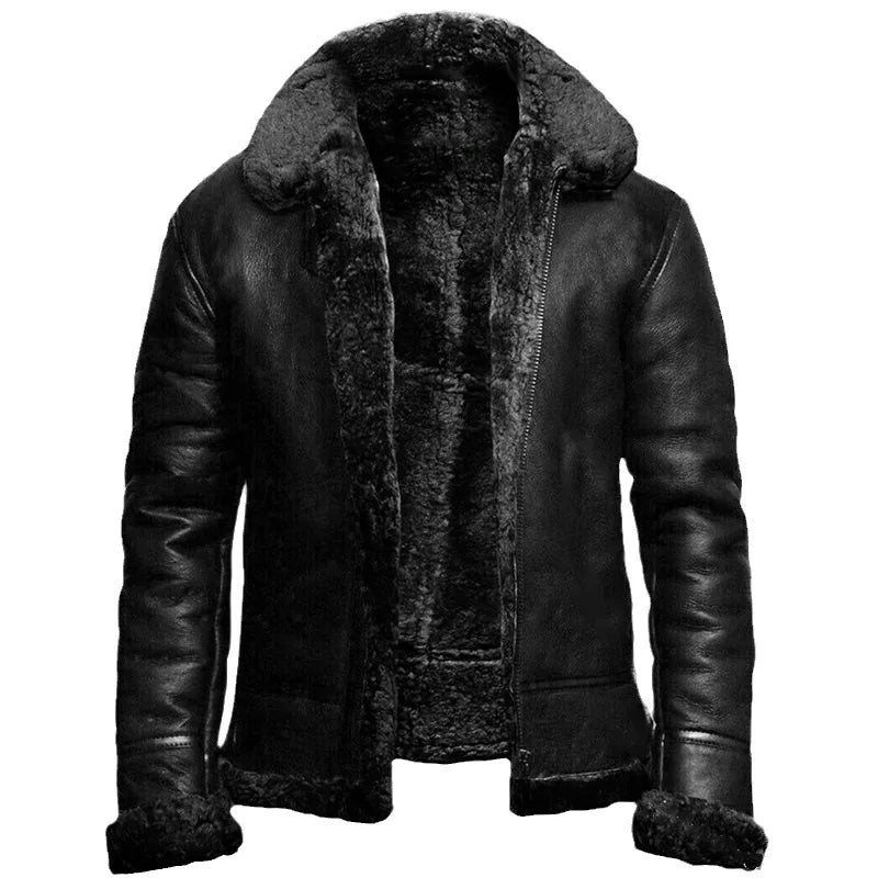 Blouson Cuir Épais et Doux en Mouton Shearling