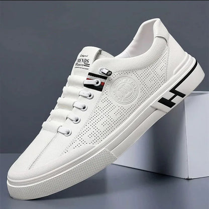 Chaussure running homme cuir brun respirant