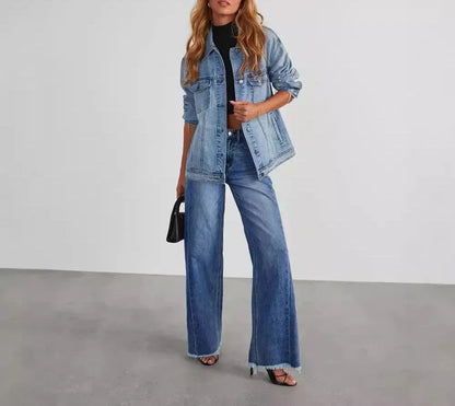 Jean Femme Large Taille Grise Déchiré