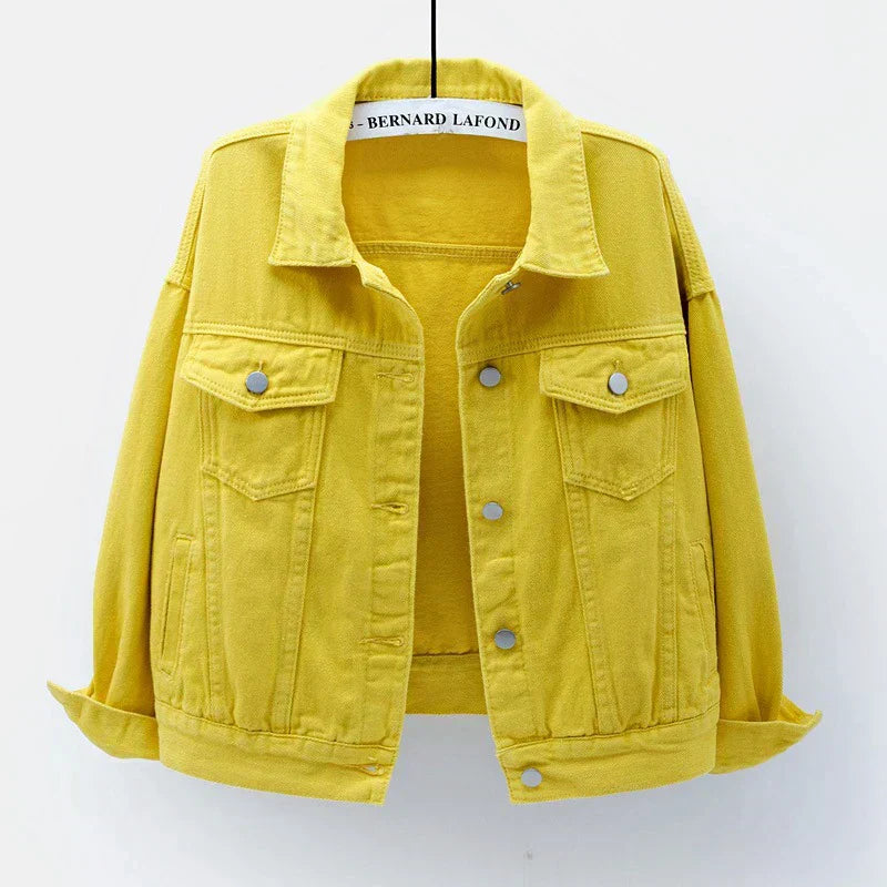Veste Jean Femme Décontractée Boutons Côtelés