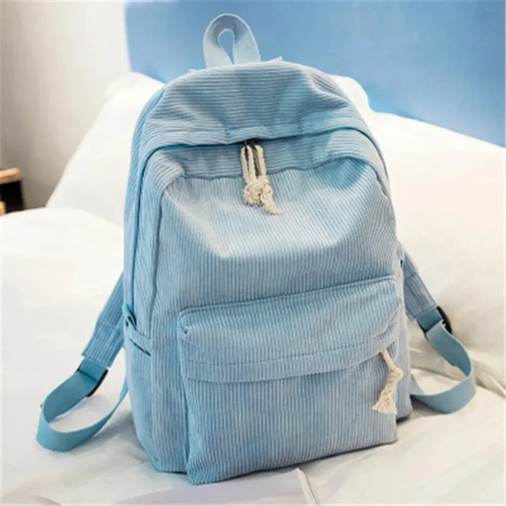 Sac à dos scolaire Unisexe en Velours côtelé Coupe Classique