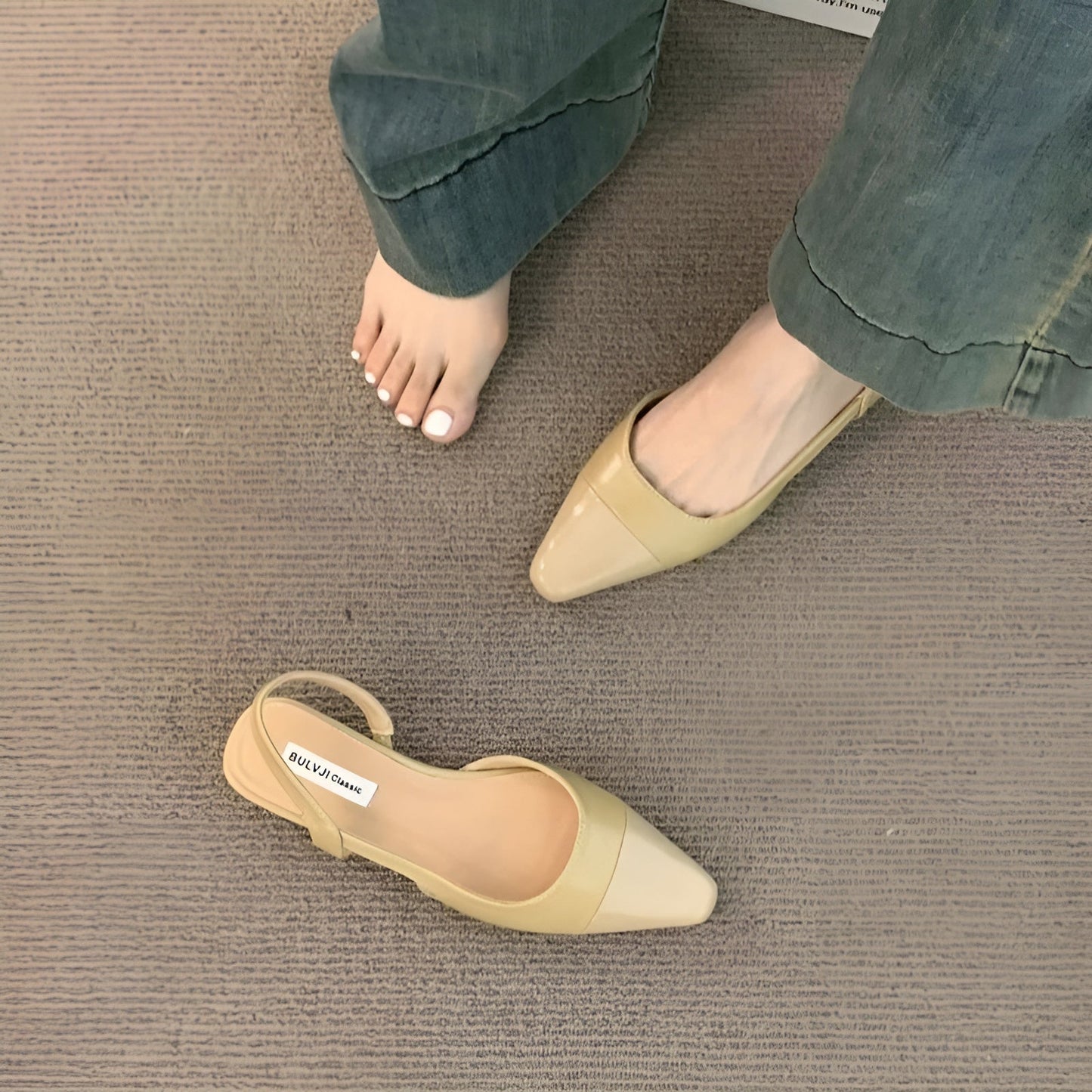 Chaussures Femmes Talon Plat en Cuir Elegant