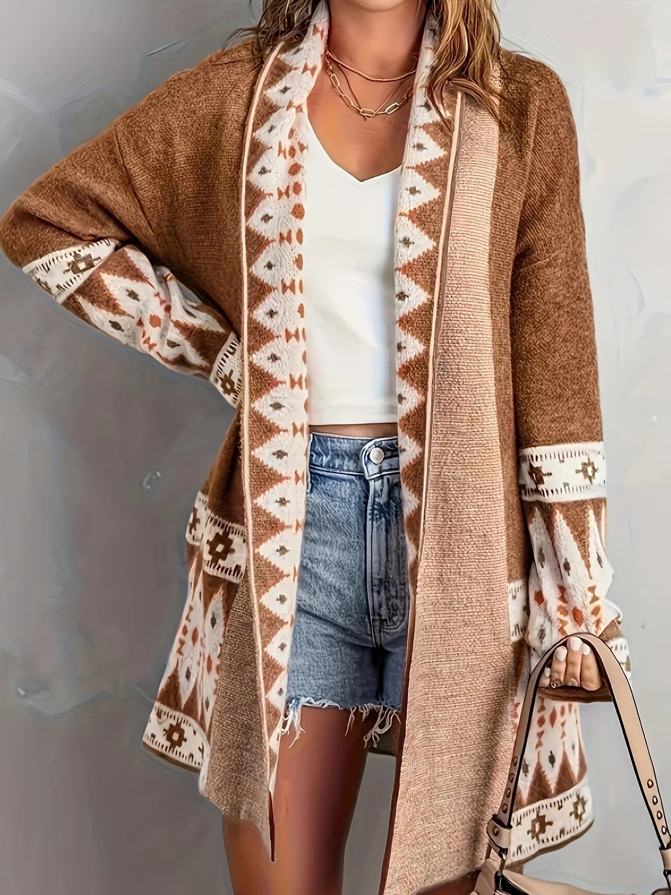 Cardigan Décontracté Manches Longues Noir Élégant - PanierRoyale