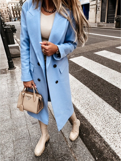 Manteau Femme Noir Chic avec Sac en Cuir Beige