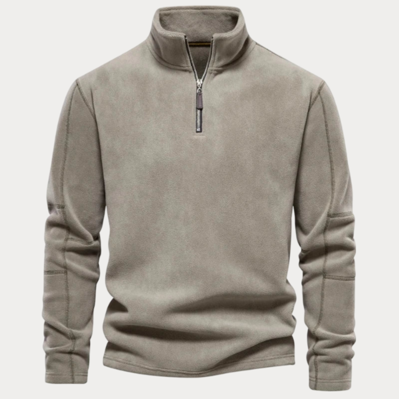 Pull Polaire Brun Homme avec Fermeture Éclair
