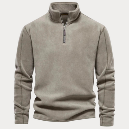 Pull Polaire Brun Homme avec Fermeture Éclair