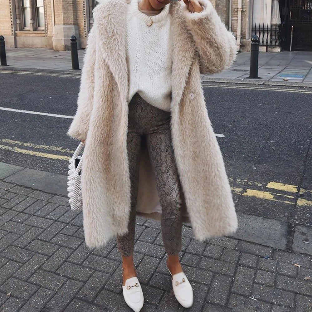Manteau Simili Fourrure Femme Hiver Chic