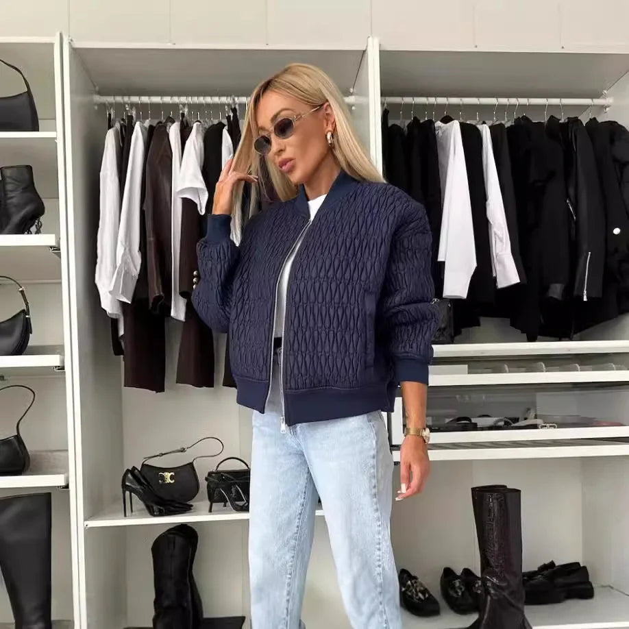Blouson femme matelassée à fermeture éclair avant