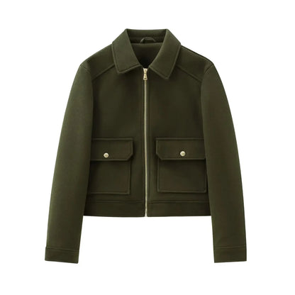 Veste Femme Décontractée Zippée Mélange Laine