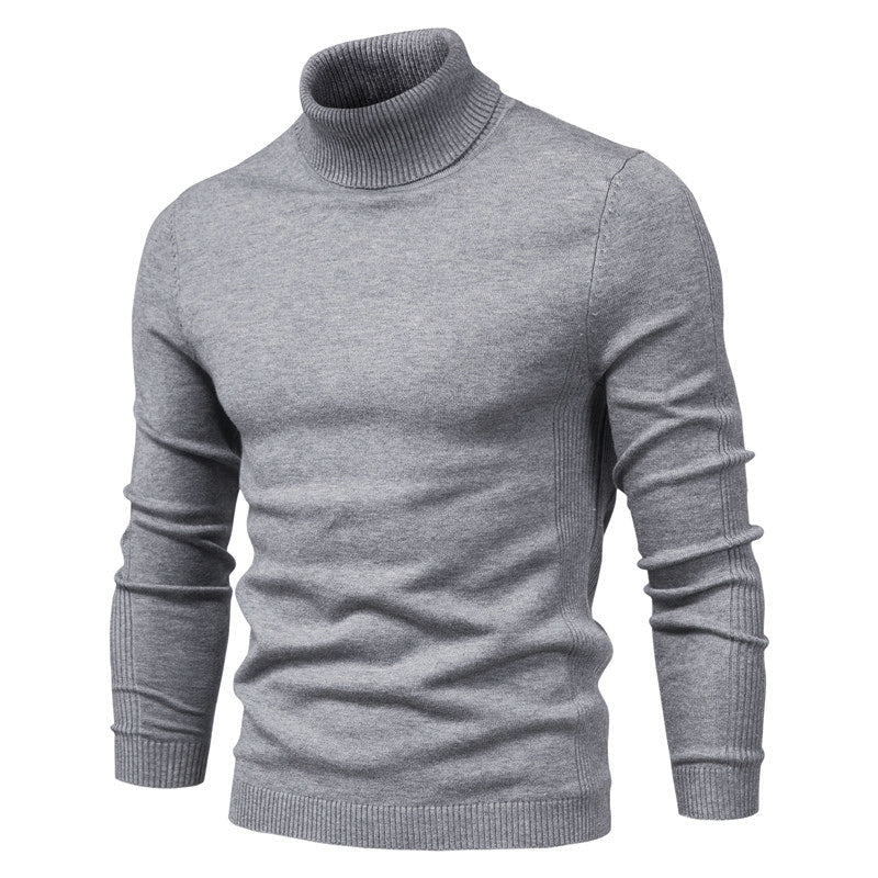 Pull Homme Laine Mérinos Col Roulé Brun Chaud