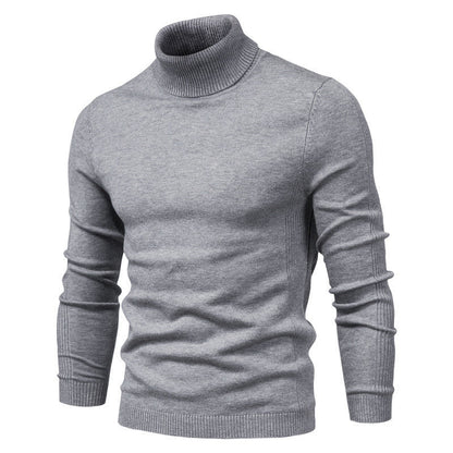 Pull Homme Laine Mérinos Col Roulé Brun Chaud