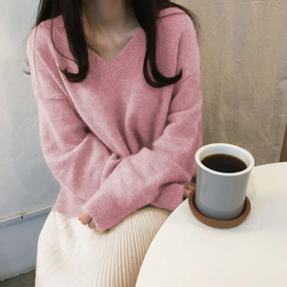 Pull Col V En Cachemire Pour Femme Pour L'hiver | Manches Longues